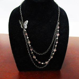 ladies 26" purple black butterfly Necklace